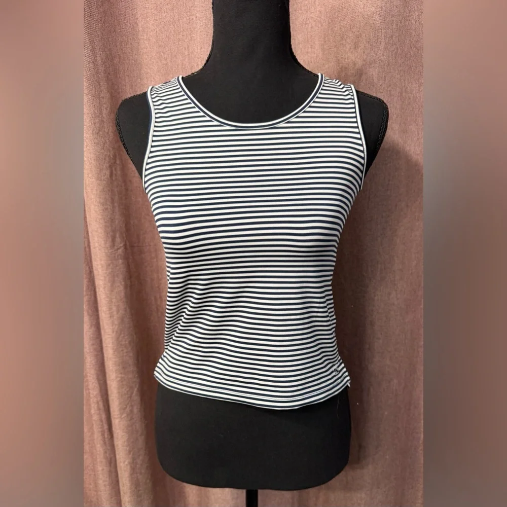 Vineyard Vines Navy White Striped Tank Top Sleeveless Blouse Size Medium - Picture 2 of 6